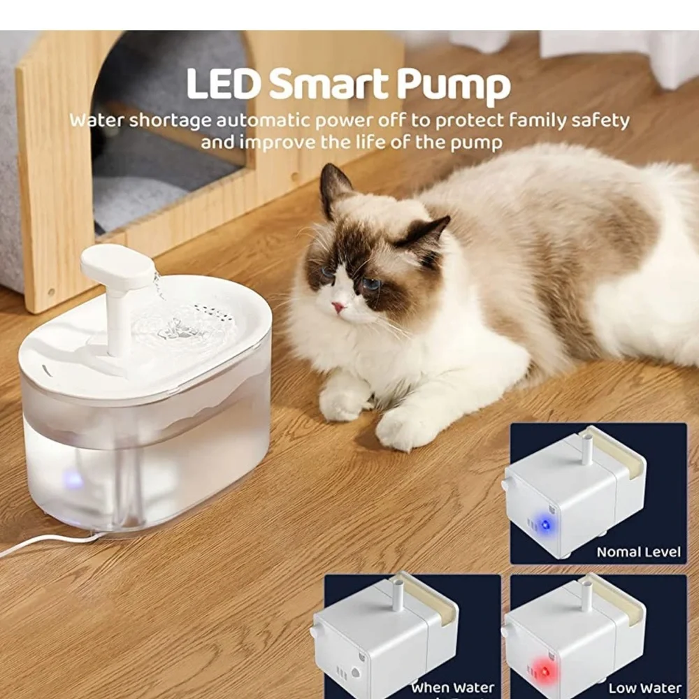 Cat Water Fountain , Dog fountain BPA-Free, Smart Pump LED Water Level Detect